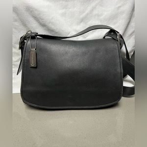 Y2K black leather COACH flap bag
